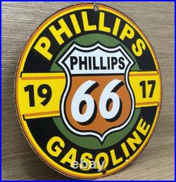 Vintage Phillips 66 Gasoline Porcelain Sign Dealership Gas Station Motor Oil Vintage Phillips 66 Gasoline Porcelain Sign Dealership Gas Station Motor Oil