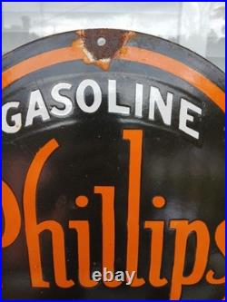 Vintage Phillips 66 Gasoline Porcelain Sign Dealership Gas Station Motor Oil