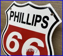 Vintage Phillips 66 Gasoline Porcelain Sign Dealership Gas Station Motor Oil