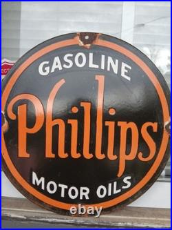 Vintage Phillips 66 Gasoline Porcelain Sign Dealership Gas Station Motor Oil