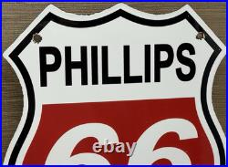 Vintage Phillips 66 Gasoline Porcelain Sign Dealership Gas Station Motor Oil