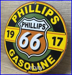 Vintage Phillips 66 Gasoline Porcelain Sign Dealership Gas Station Motor Oil Vintage Phillips 66 Gasoline Porcelain Sign Dealership Gas Station Motor Oil