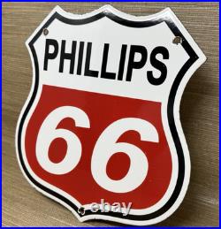 Vintage Phillips 66 Gasoline Porcelain Sign Dealership Gas Station Motor Oil