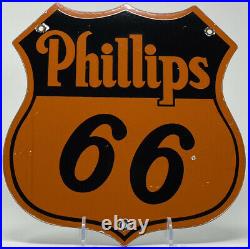 Vintage Phillips 66 Gasoline Porcelain Sign Gas Station Motor Oil Service Badge