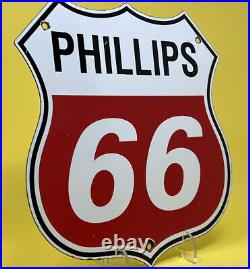 Vintage Phillips 66 Gasoline Porcelain Sign Gas Station Motor Oil Service Badge
