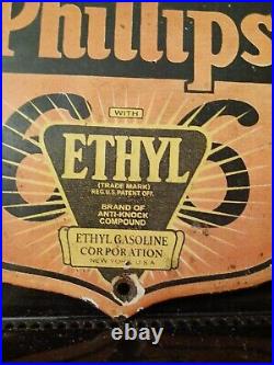 Vintage Phillips 66 Gasoline Porcelain Sign Gas Station Pump Plate Motor Oil