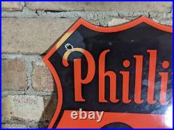 Vintage Phillips 66 Gasoling Motor Oil Porcelain Gas Station Sign 13 X 12