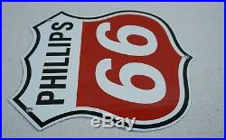 Vintage Phillips 66 Porcelain Sign Gas Motor Oil Station Pump Plate Gasoline Ad