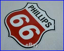 Vintage Phillips 66 Porcelain Sign Gas Motor Oil Station Pump Plate Gasoline Ad