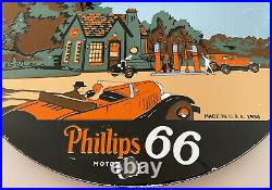 Vintage Phillips 66 Porcelain Sign Gas Station Pump Plate Motor Oil Gasoline