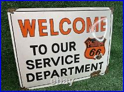 Vintage Phillips 66 Porcelain Sign Service Department Motor Oil Change Gas Lube