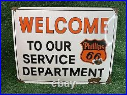 Vintage Phillips 66 Porcelain Sign Service Department Motor Oil Change Gas Lube