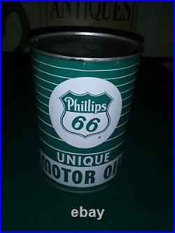 Vintage Phillips 66 Unique Motor Oil Can FULL 1 Quart NEW OLD STOCK