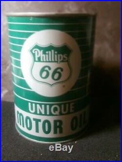 Vintage Phillips 66 Unique Motor Oil Can Quart Advertising very rare full