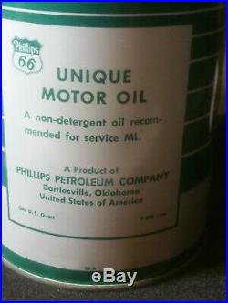 Vintage Phillips 66 Unique Motor Oil Can Quart Advertising very rare full