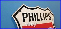 Vintage Phillips Gasoline Porcelain Gas Motor Service Station Pump Oil Rack Sign