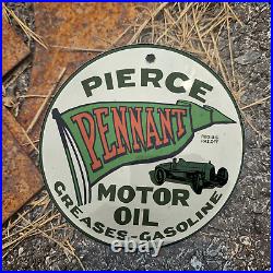 Vintage Pierce Pennant Motor Oil Greases Gasoline Porcelain Gas Oil 4.5 Sign