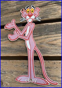 Vintage Pink Panther Cartoon Motor Oil Soda Pop Gas Oil Disney Porcelain Sign