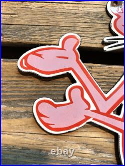 Vintage Pink Panther Cartoon Motor Oil Soda Pop Gas Oil Disney Porcelain Sign Vintage Pink Panther Cartoon Motor Oil Soda Pop Gas Oil Disney Porcelain Sign