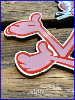 Vintage Pink Panther Cartoon Motor Oil Soda Pop Gas Oil Disney Porcelain Sign Vintage Pink Panther Cartoon Motor Oil Soda Pop Gas Oil Disney Porcelain Sign
