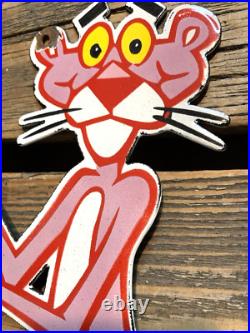 Vintage Pink Panther Cartoon Motor Oil Soda Pop Gas Oil Disney Porcelain Sign Vintage Pink Panther Cartoon Motor Oil Soda Pop Gas Oil Disney Porcelain Sign