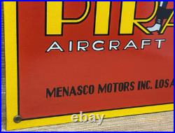 Vintage Pirate Aircraft Engine Porcelain Sign Motor Oil Gas Station Gasoline