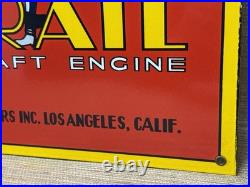 Vintage Pirate Aircraft Engine Porcelain Sign Motor Oil Gas Station Gasoline