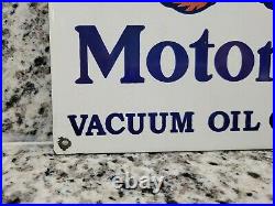Vintage Plume Porcelain Sign Motor Spirit Feather Gas & Oil Vacuum Co Mobil