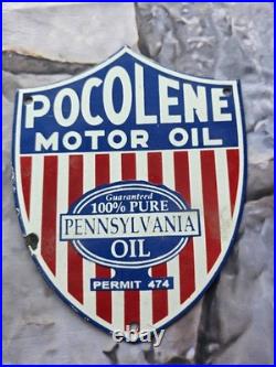 Vintage Pocolene Motor Oil Porcelain Sign Pennsylvania