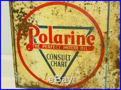 Vintage Polarine The Perfect Motor Oil Flange Sign, Consult Chart, Original