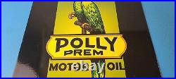 Vintage Polly Motor Oil Sign Gasoline Pump Parrot Sign