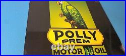 Vintage Polly Motor Oil Sign Gasoline Pump Parrot Sign