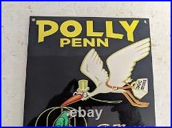 Vintage Polly Penn Gasoline Motor Oil Porcelain Gas Station Pump Sign