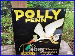 Vintage Polly Penn Motor Oil Gasoline Porcelain Gas Station Pump Sign 12 X 8