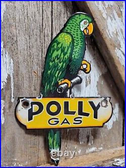 Vintage Polly Porcelain Sign Motor Oil Gasoline Parrot Service Gas Pump Plate 8