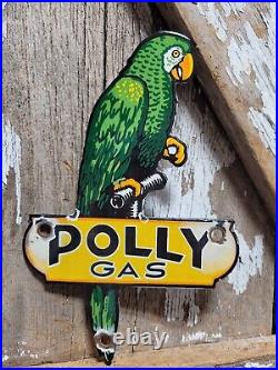 Vintage Polly Porcelain Sign Motor Oil Gasoline Parrot Service Gas Pump Plate 8