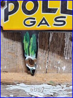 Vintage Polly Porcelain Sign Motor Oil Gasoline Parrot Service Gas Pump Plate 8