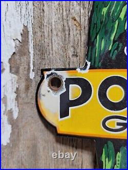 Vintage Polly Porcelain Sign Motor Oil Gasoline Parrot Service Gas Pump Plate 8