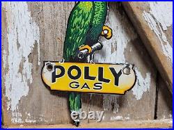 Vintage Polly Porcelain Sign Motor Oil Gasoline Parrot Service Gas Pump Plate 8