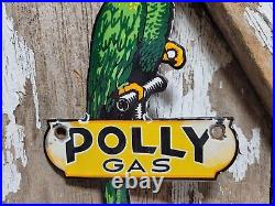 Vintage Polly Porcelain Sign Motor Oil Gasoline Parrot Service Gas Pump Plate 8