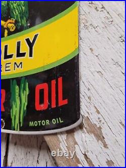 Vintage Polly Porcelain Sign Prem Motor Oil Can Automobile Lubricant Part Supply