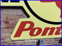 Vintage Pontiac Porcelain Sign Gas Station Car Dealer Motor Oil Service 18 USA