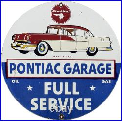 Vintage Pontiac Service Porcelain Sign Dealership Gas Station Motor Oil Garage