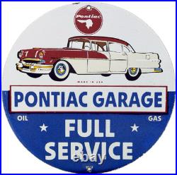 Vintage Pontiac Service Porcelain Sign Dealership Gas Station Motor Oil Garage