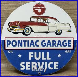 Vintage Pontiac Service Porcelain Sign Dealership Gas Station Motor Oil Garage