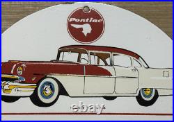 Vintage Pontiac Service Porcelain Sign Dealership Gas Station Motor Oil Garage