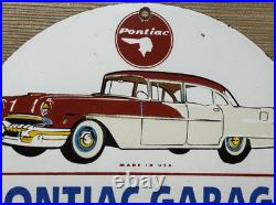 Vintage Pontiac Service Porcelain Sign Dealership Gas Station Motor Oil Garage