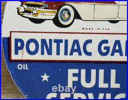 Vintage Pontiac Service Porcelain Sign Dealership Gas Station Motor Oil Garage
