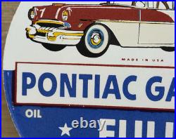 Vintage Pontiac Service Porcelain Sign Dealership Gas Station Motor Oil Garage