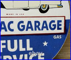 Vintage Pontiac Service Porcelain Sign Dealership Gas Station Motor Oil Garage